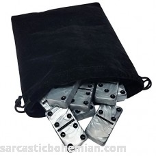 Domino Double Six 6 Silver Tiles Jumbo Tournament Professional Size in Black Elegant Velvet Bag B074VHGM42